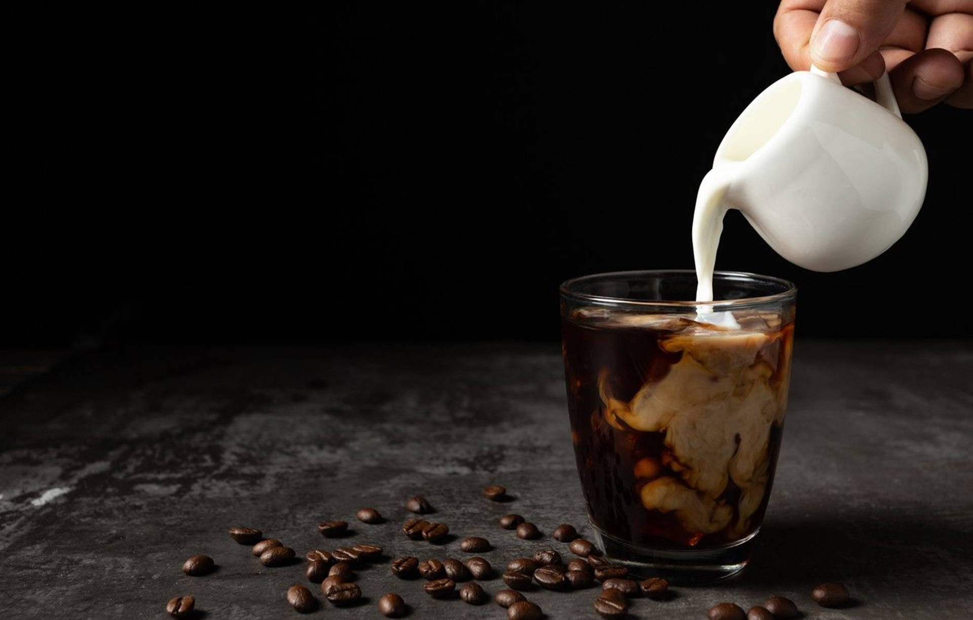 Coffee Drink With Milk Creamer Background