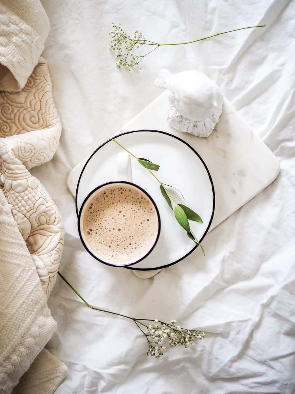 Coffee On Neutral Colors Flat Lay Shot Background
