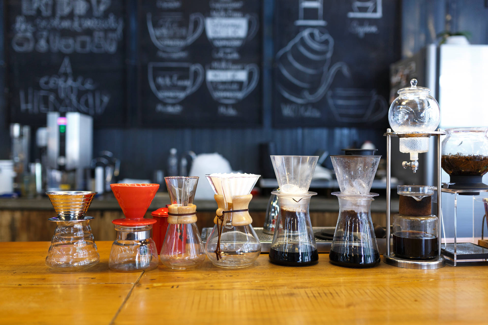 Coffee Shop Glass Pots Background