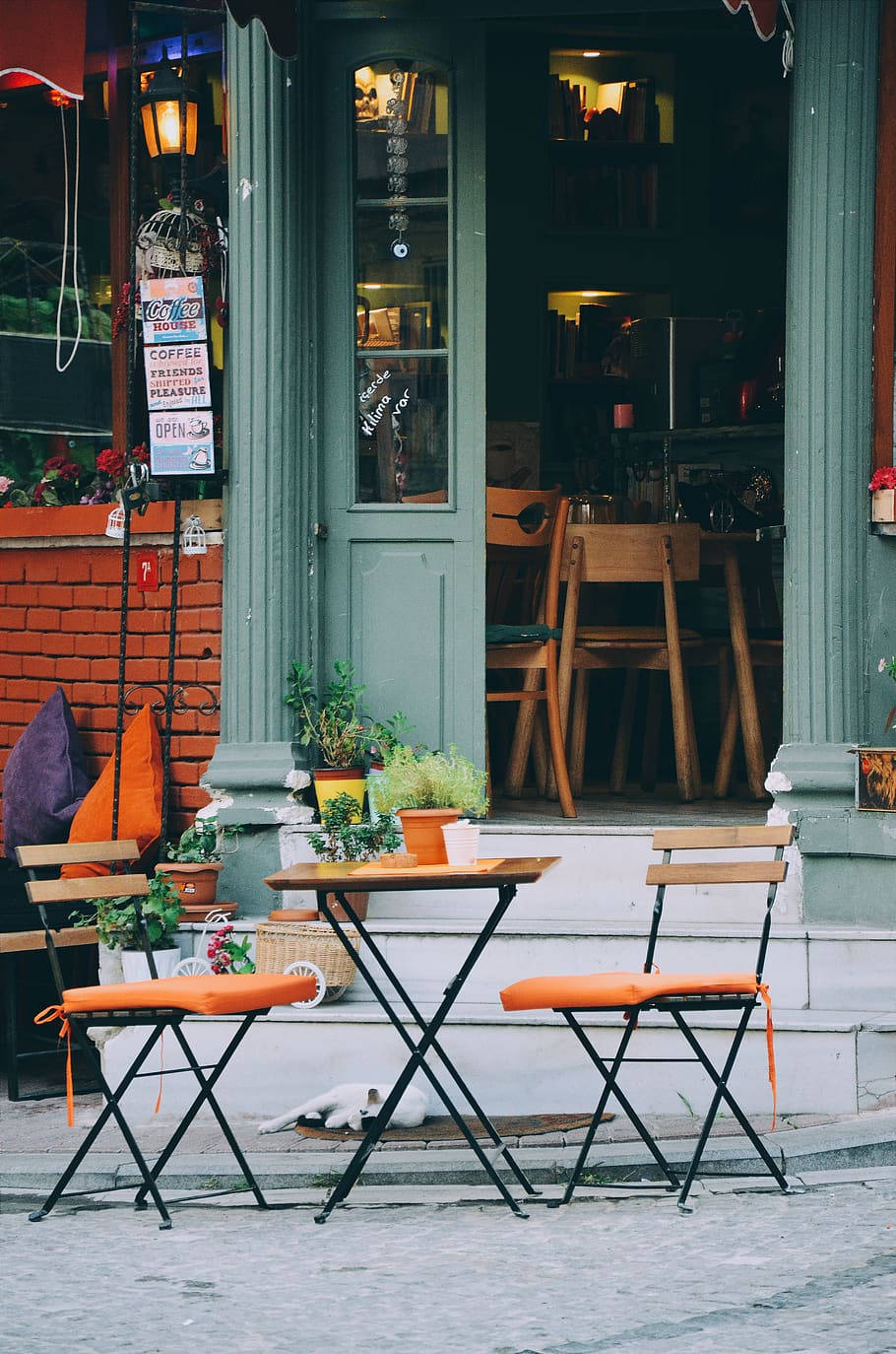 Coffee Shop Outdoor Table Background