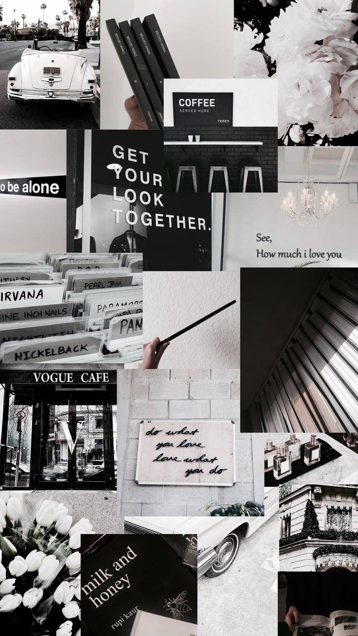 Coffee Shops Aesthetic Collage Background