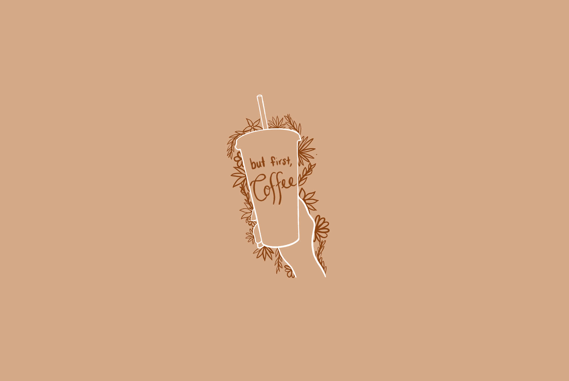 Coffee With Neutral Colors Typography Background