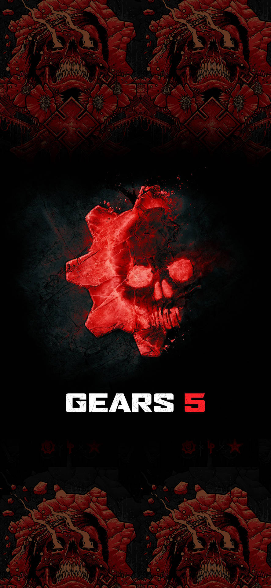 Cog And Skull On Fire Gears 5 Iphone Background