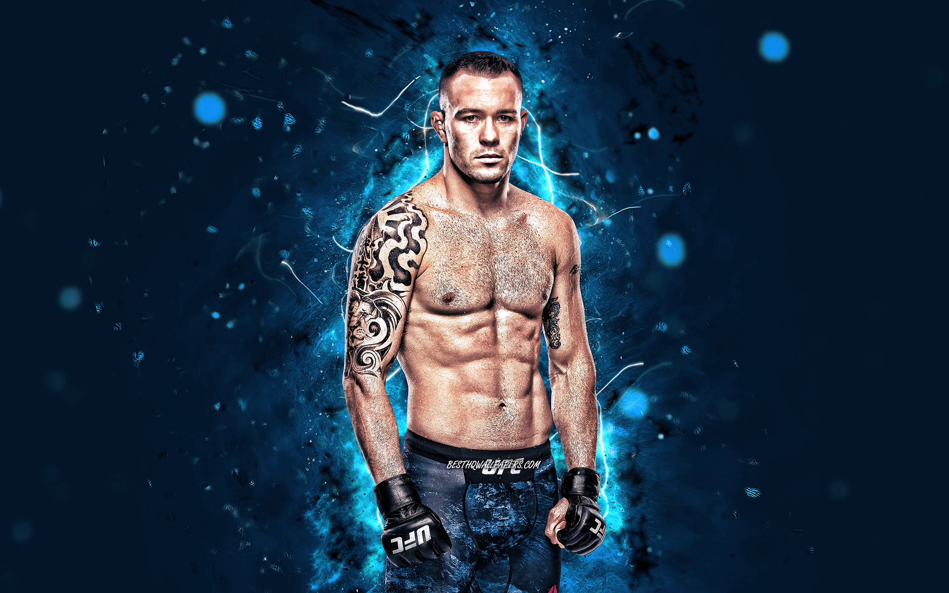 Colby Covington Ufc 4k Neon Blue Background