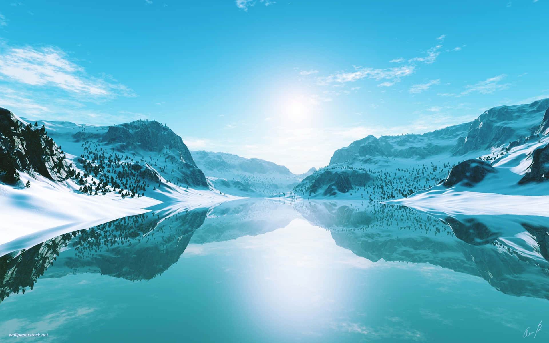 Cold And Sunny Winter Landscape Background