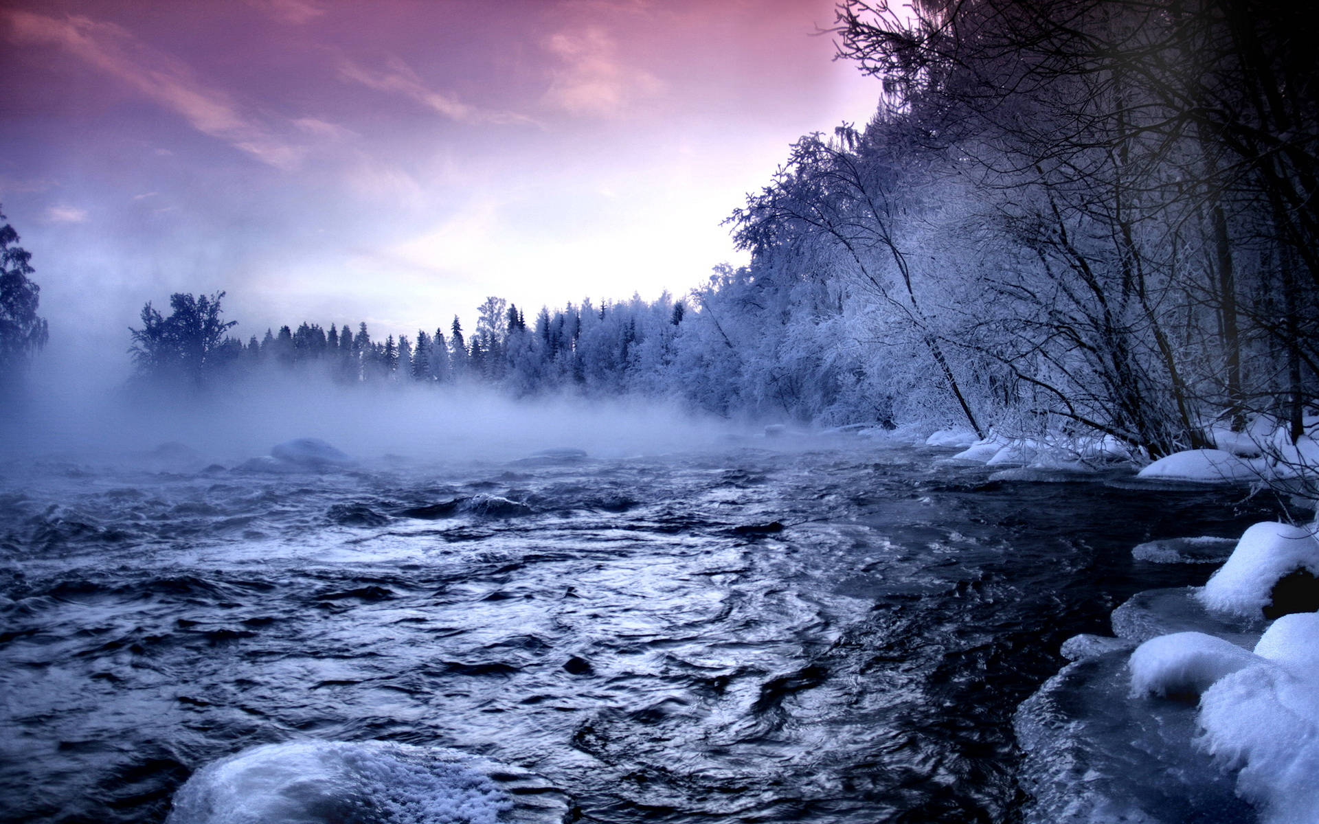 Cold Fog Frozen Landscape Background