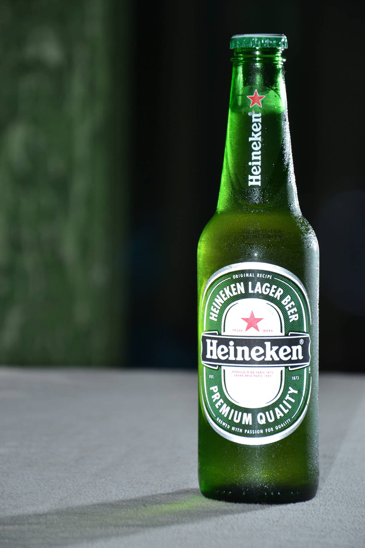 Cold Heineken Lager Beer Bottle Background