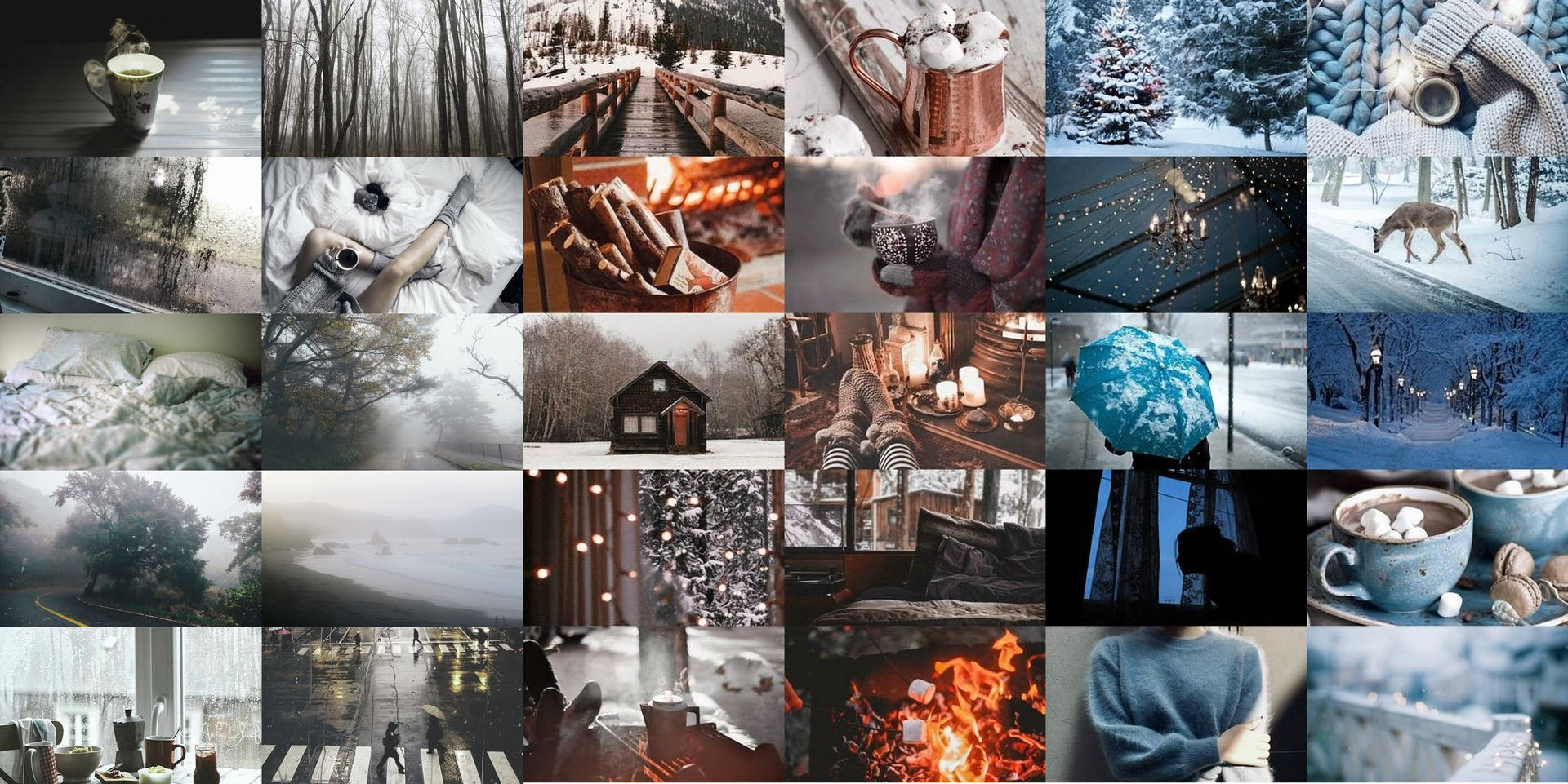 Cold Weather Aesthetic Collage Laptop Background