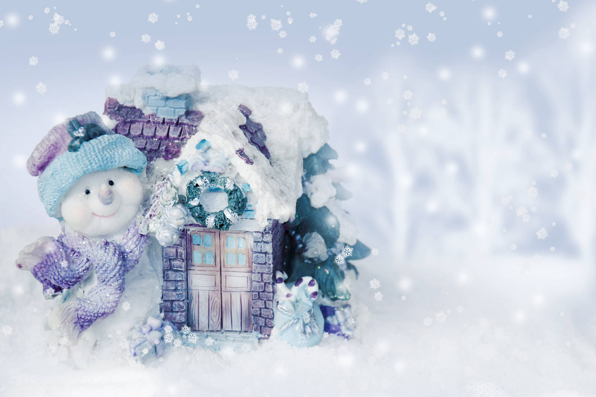 Cold Winter Snowman Decoration Background