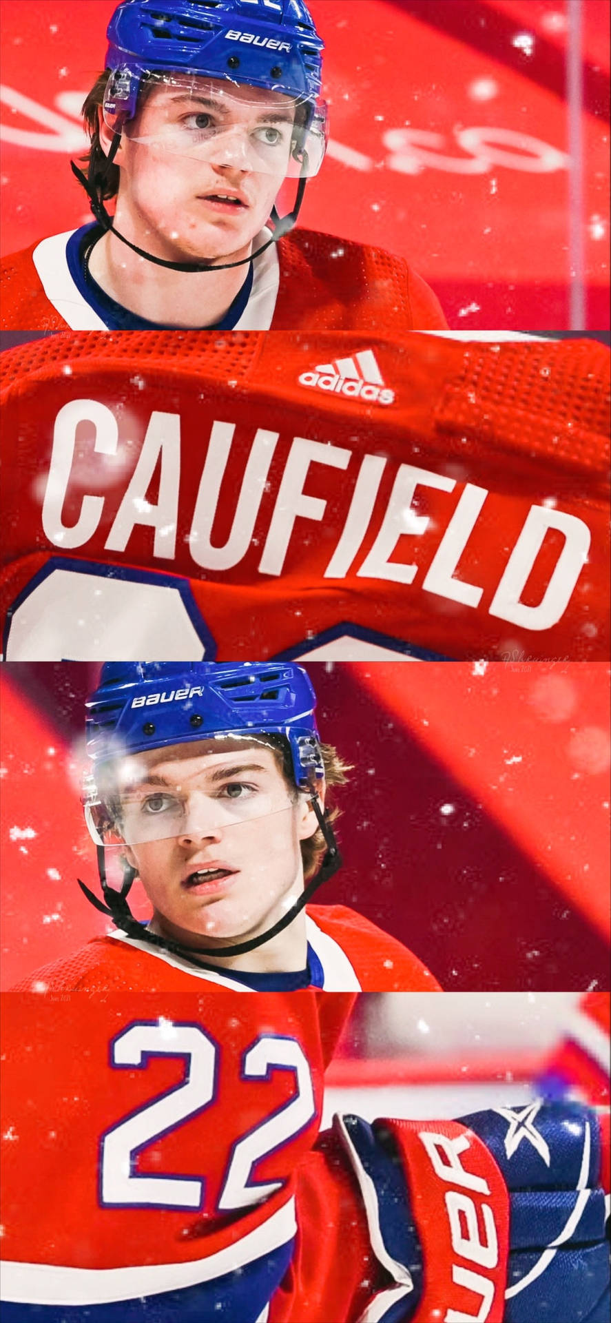 Cole Caufield Ice Hockey Player Details Collage