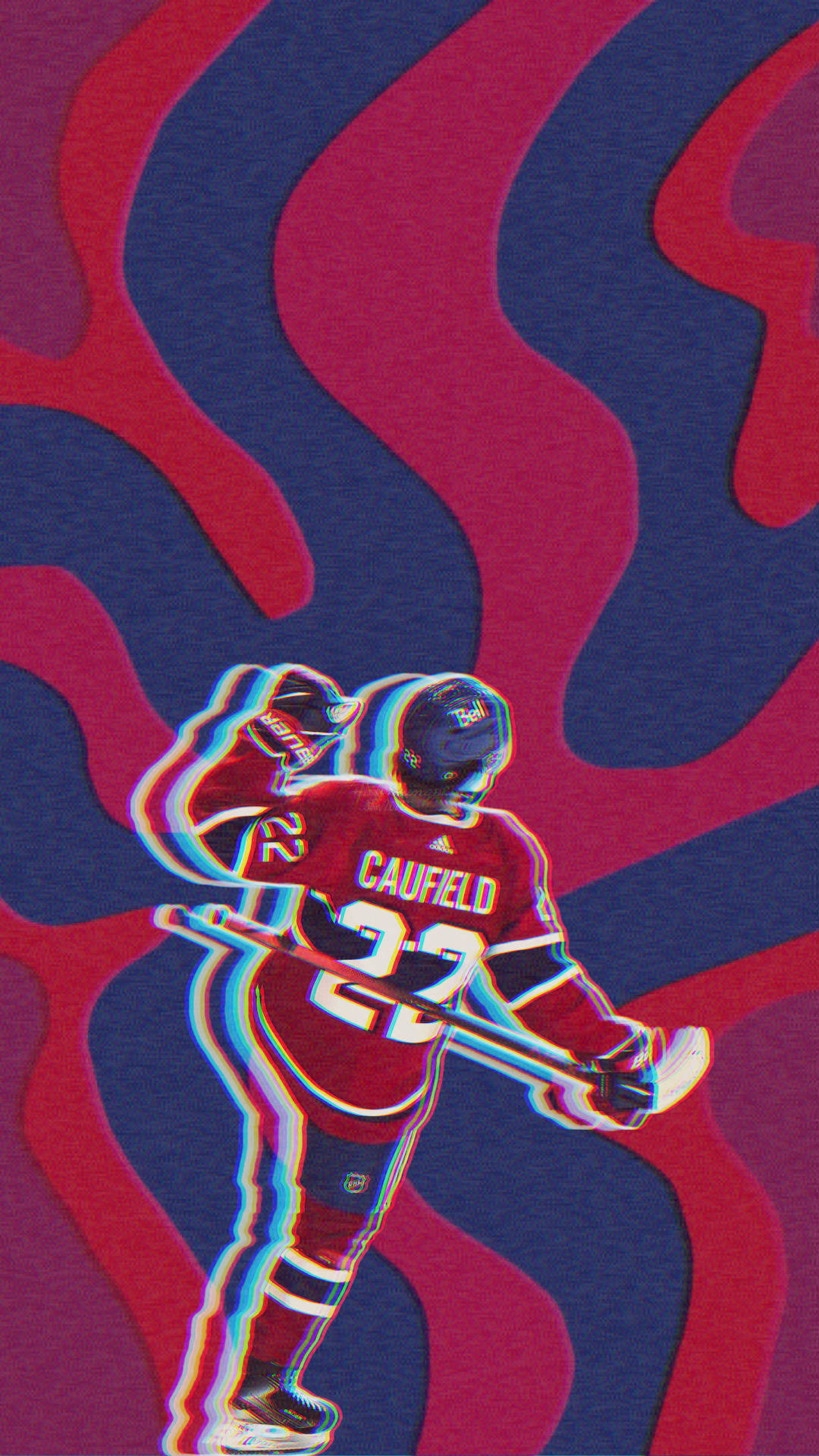 Cole Caufield Psychedelic Retro Style Background