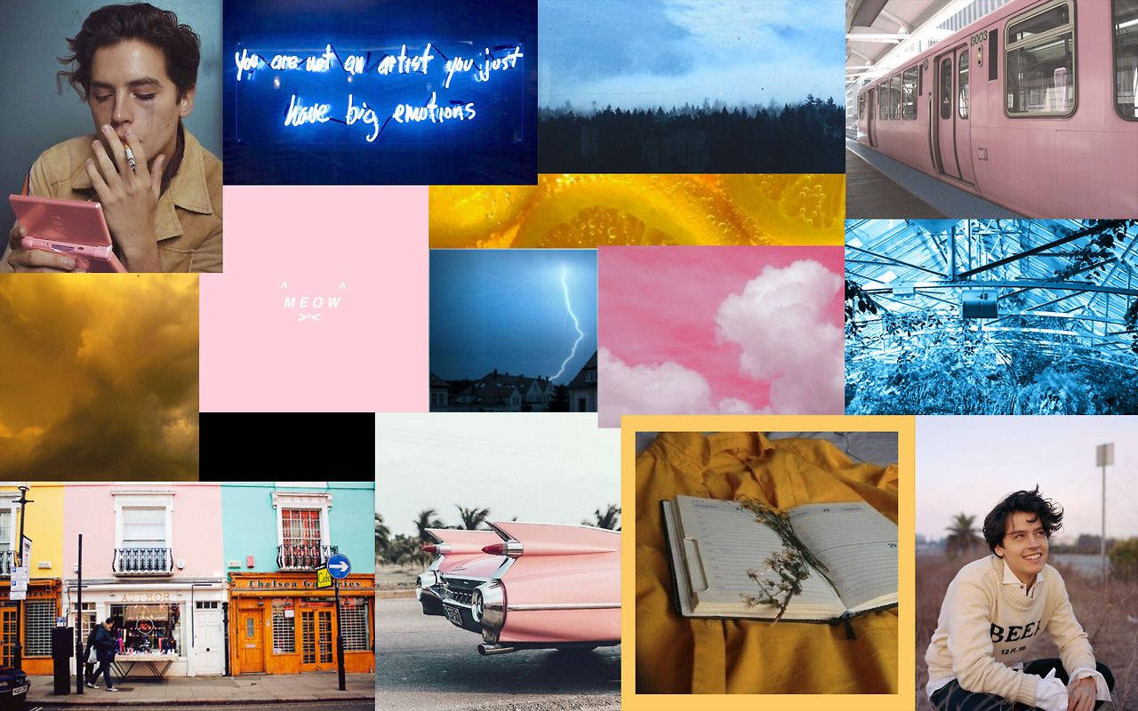 Cole Sprouse Aesthetic Collage Laptop Background
