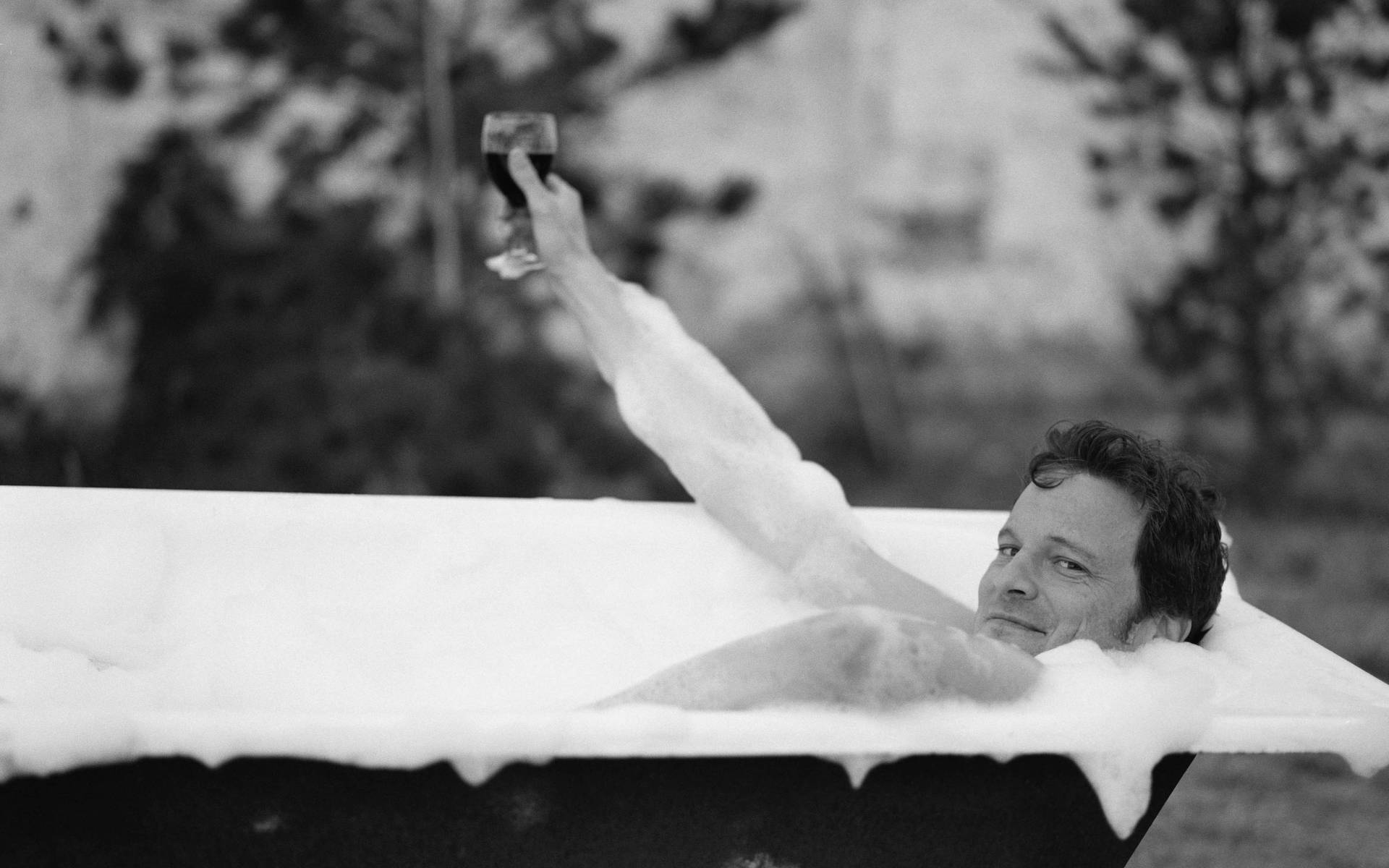 Colin Firth Bathtub Photoshoot By Jamie Kingham Background