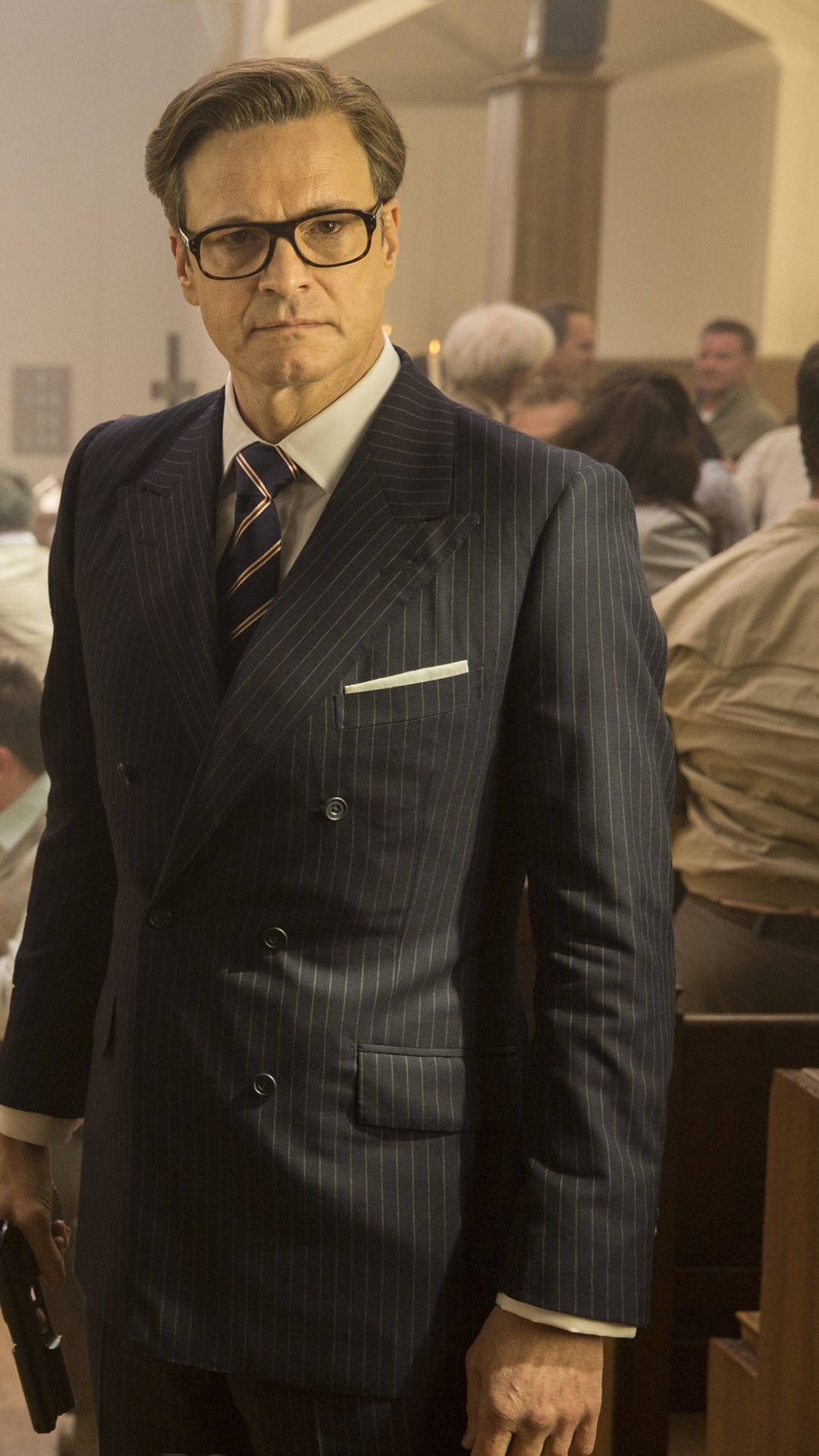 Colin Firth In Character For Kingsman: The Golden Circle