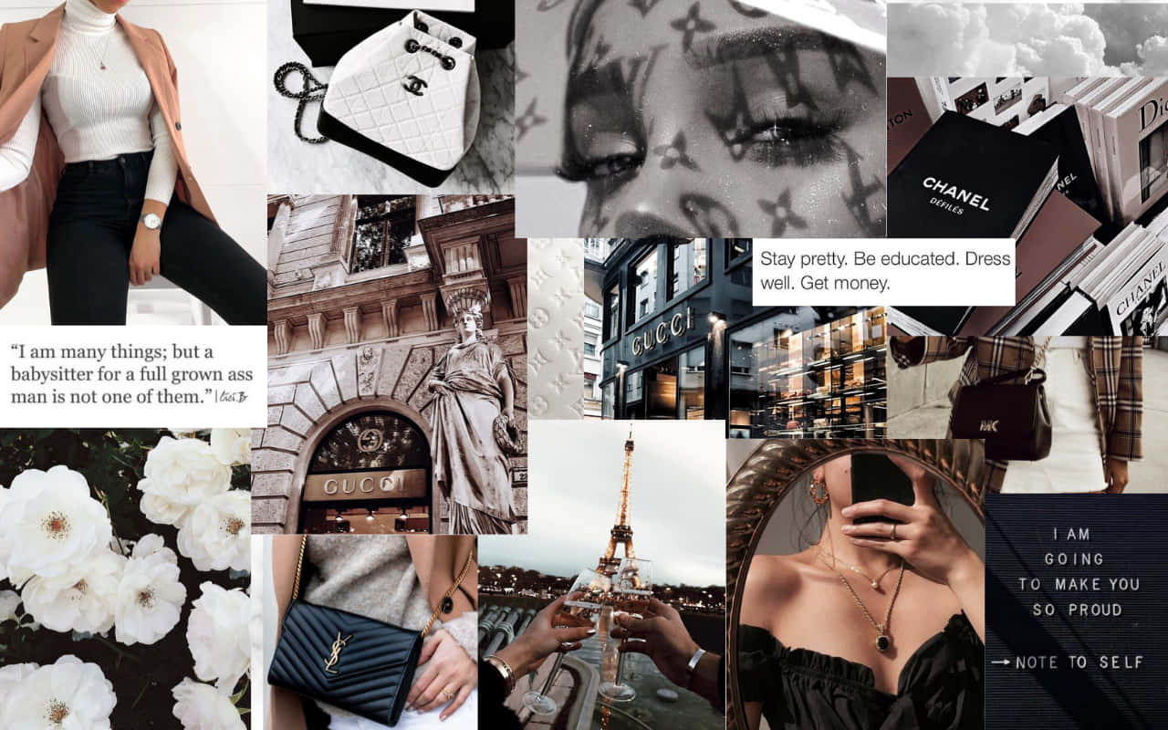 Collage Aesthetic Black Desktop Background