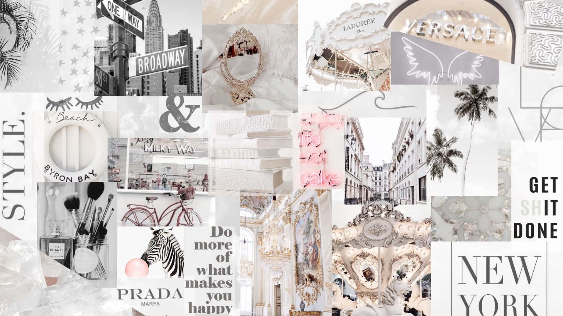 Collage Aesthetic Desktop Grey White Background