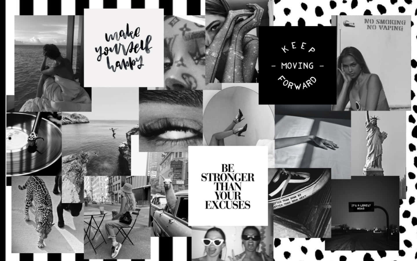 Collage Aesthetic Summer Laptop Black And White Background