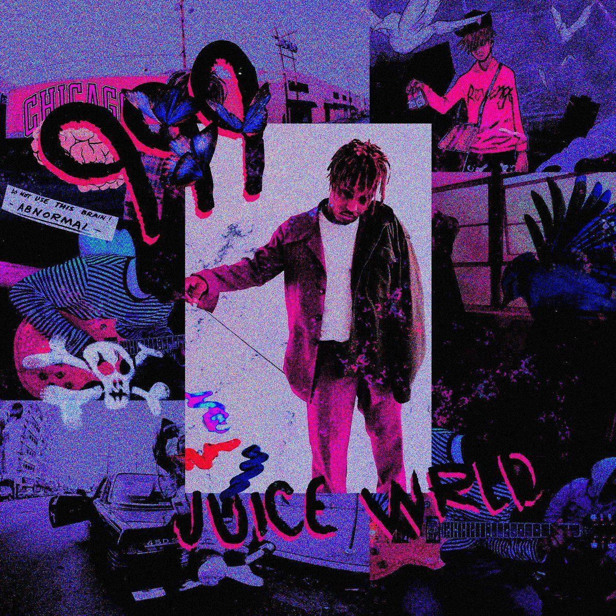 Collage Featuring Juice Wrld Cartoon Background