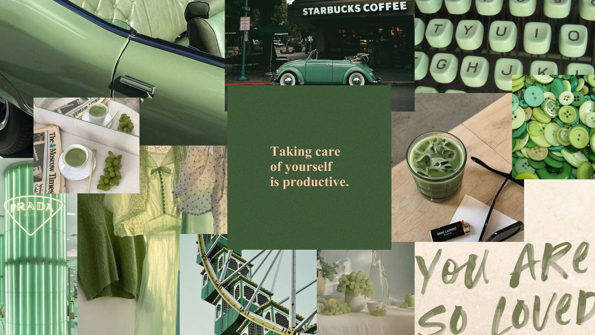 Collage For Matcha Lover Aesthetic Computer Background