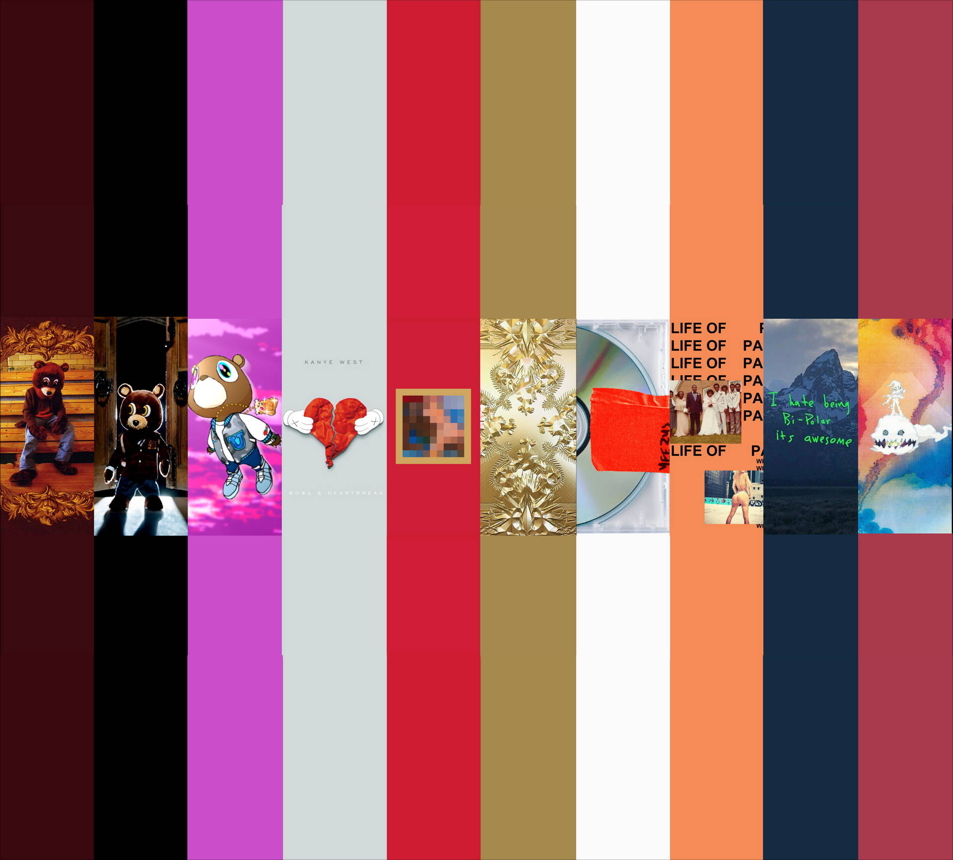 Collage Kanye West Album Cover Background