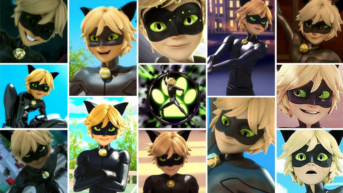 Collage Of Adrien From Ladybug And Cat Noir Background