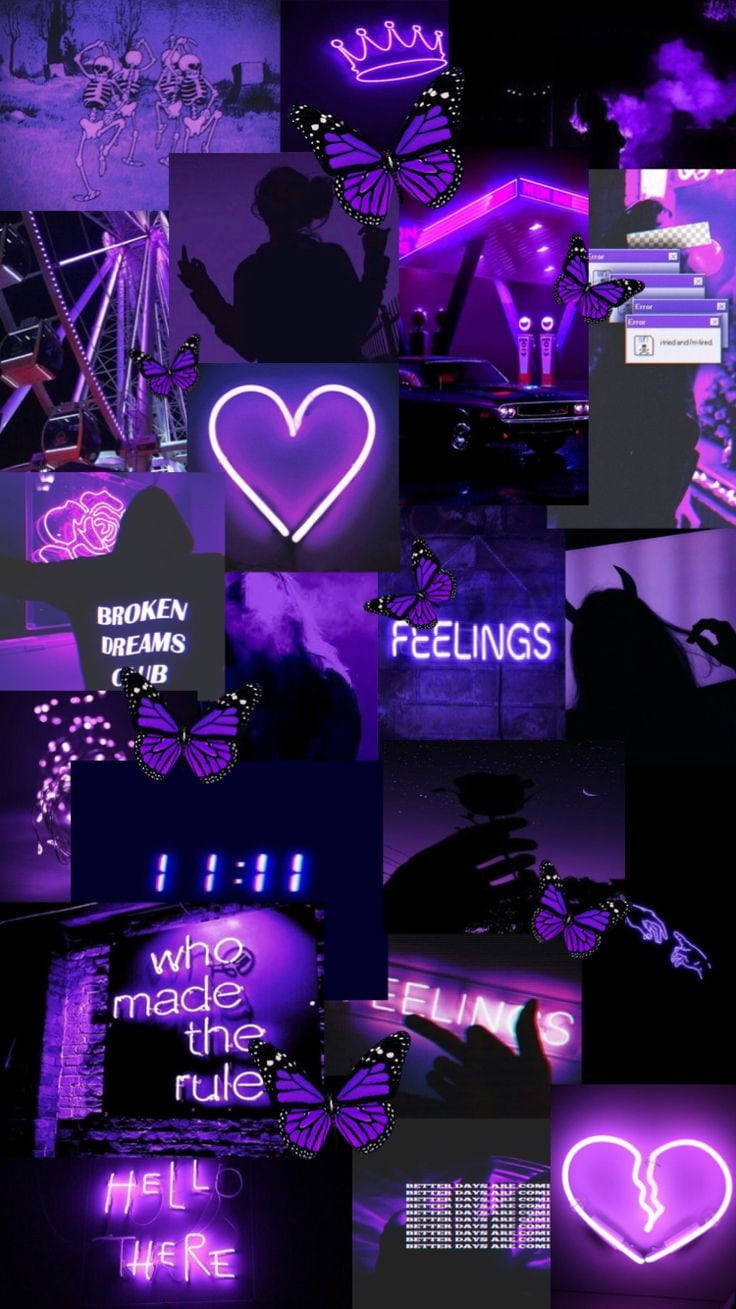 Collage Of Black And Purple Phone Background