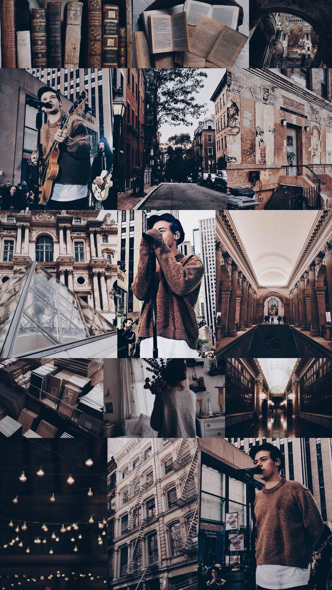 Collage Of Harry Styles Aesthetic Design Background