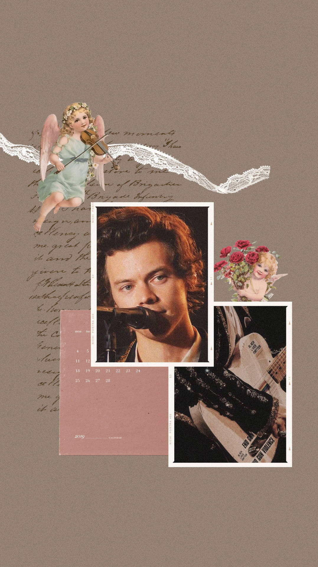 Collage Of Harry Styles Aesthetic Face Background