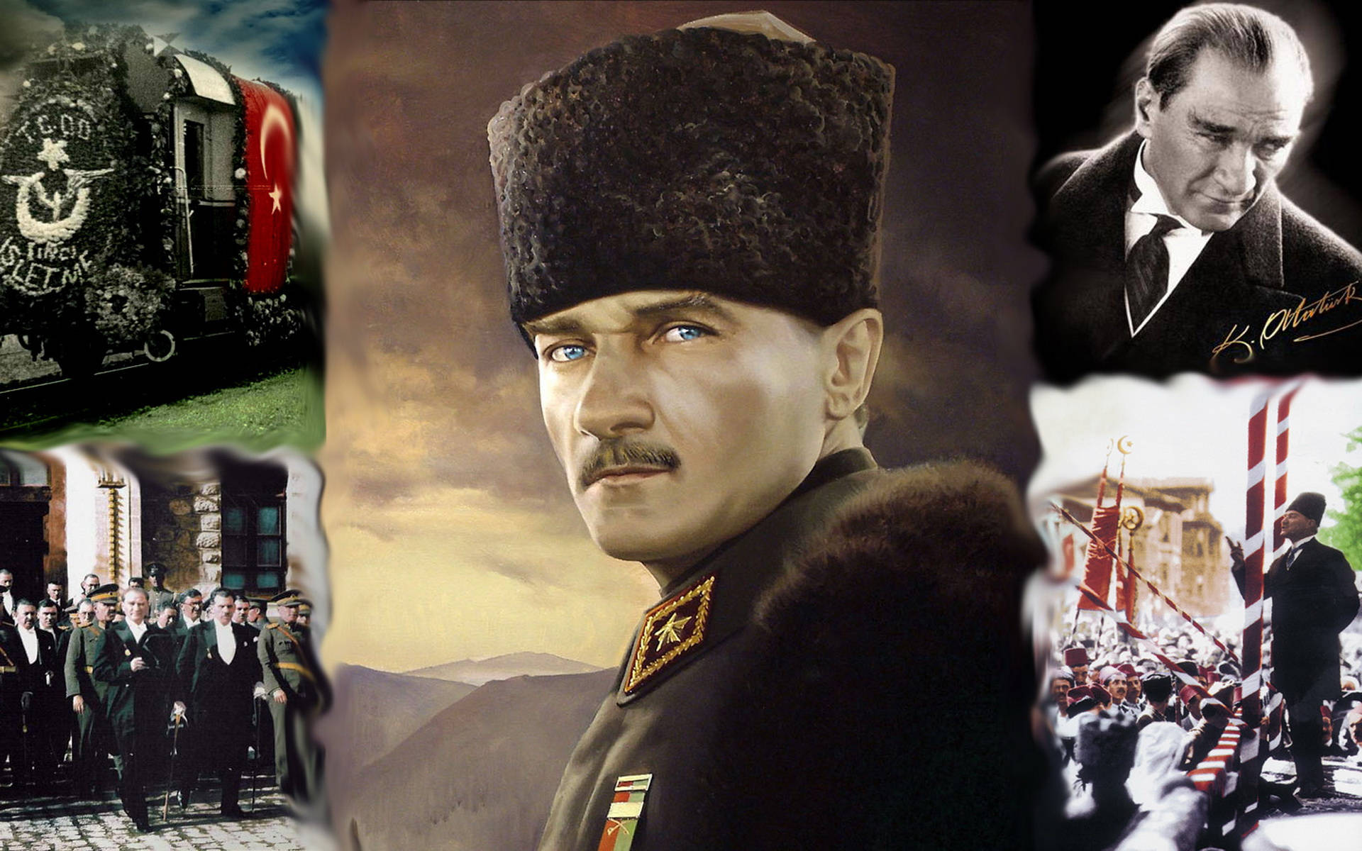 Collage Of Mustafa Kemal Ataturk Background