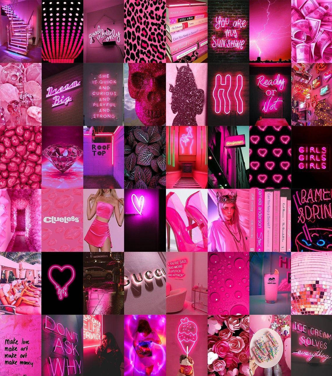 Collage Of Neon Pink Shades Background