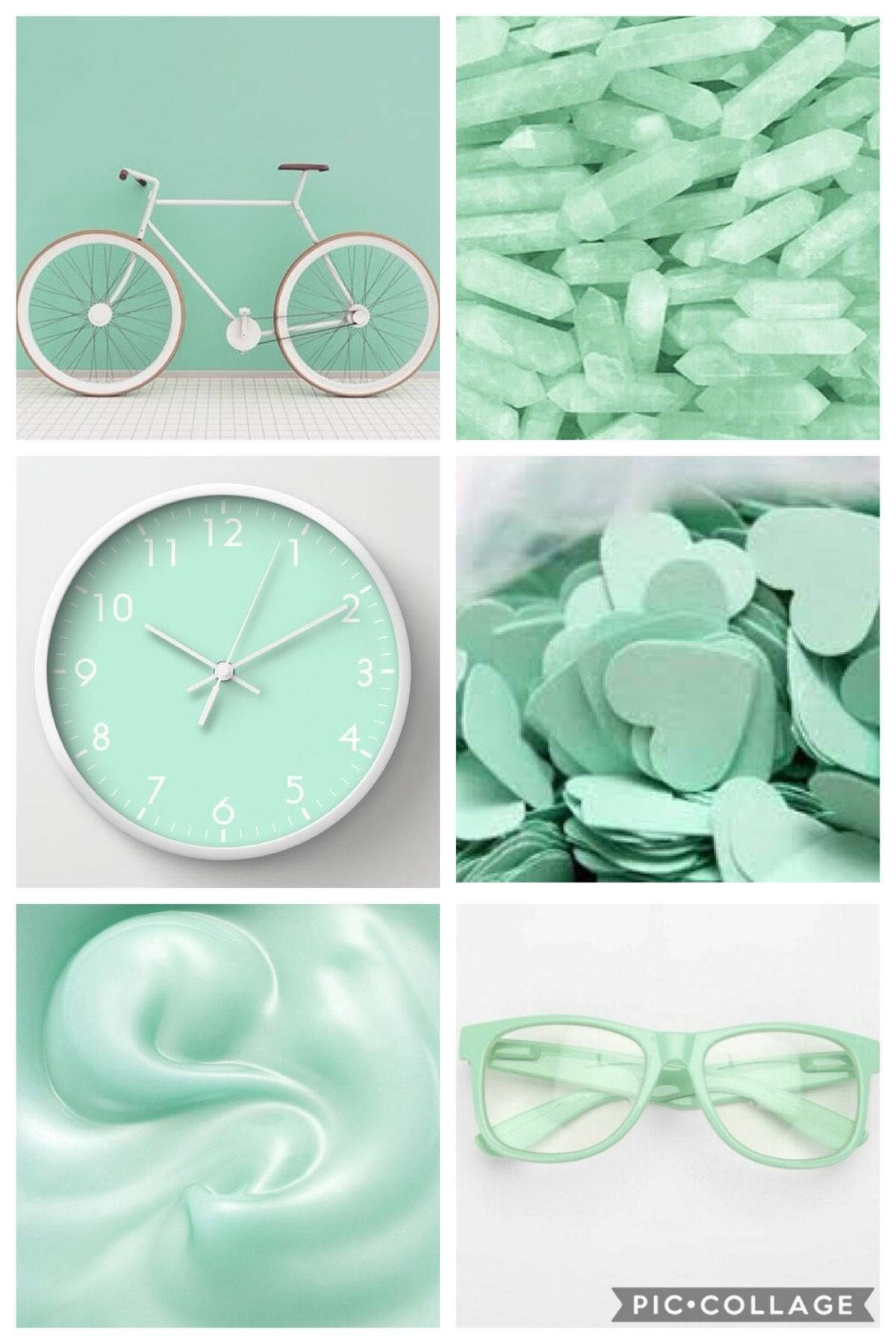 Collage Of Objects In Pastel Green Background