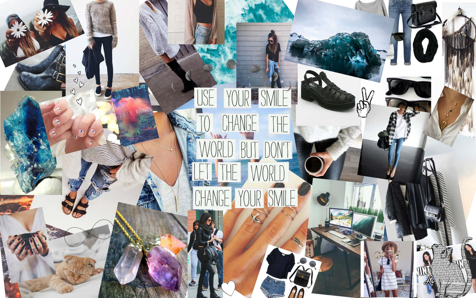 Collage Of Photos And Clothes With The Words Be The Way You Want To Be Background