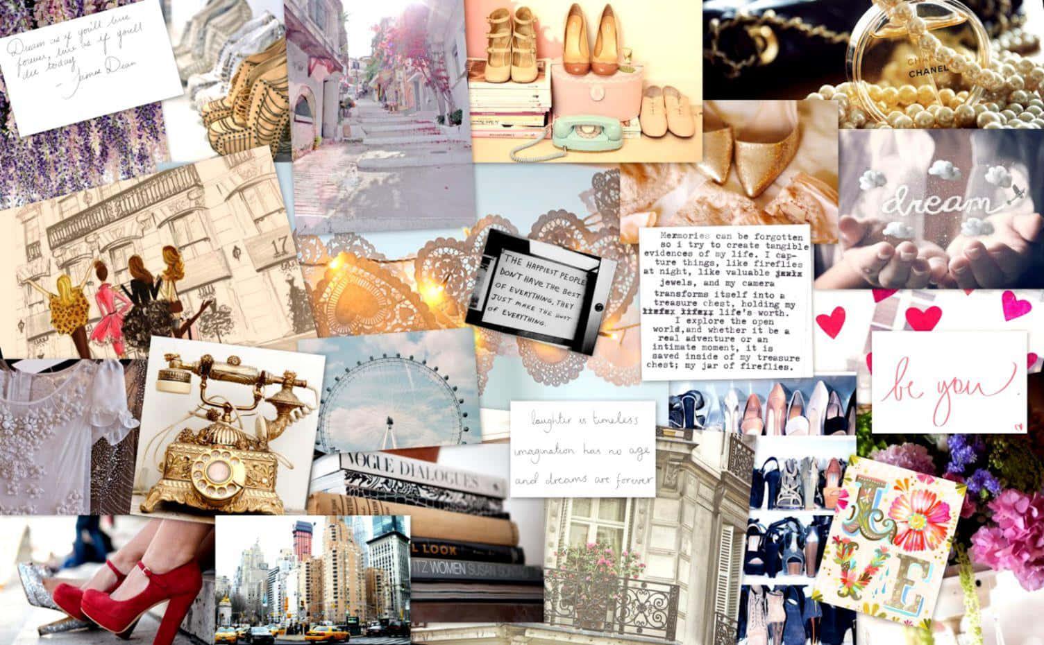 Collage Of Pictures And Notes About Fashion Background