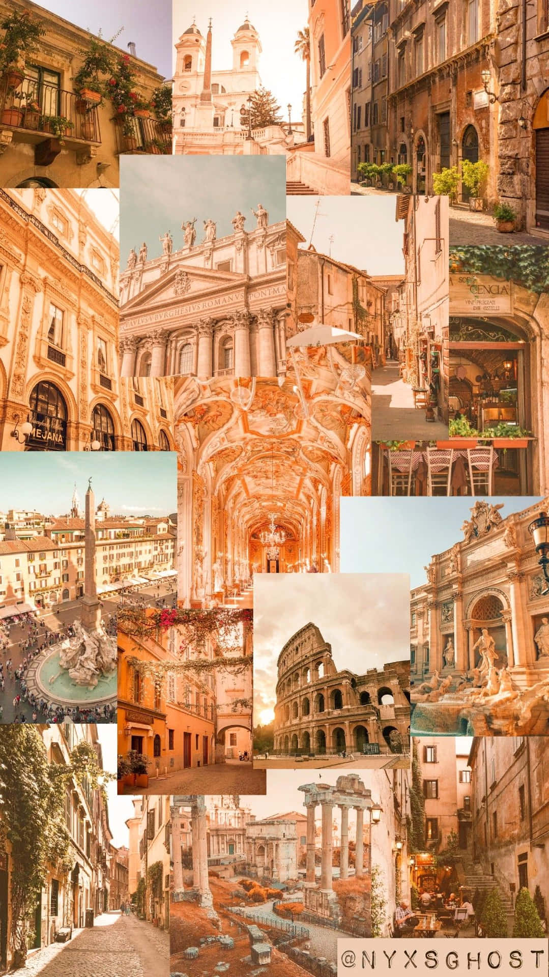 Collage Of Pictures Of Buildings In Rome Background