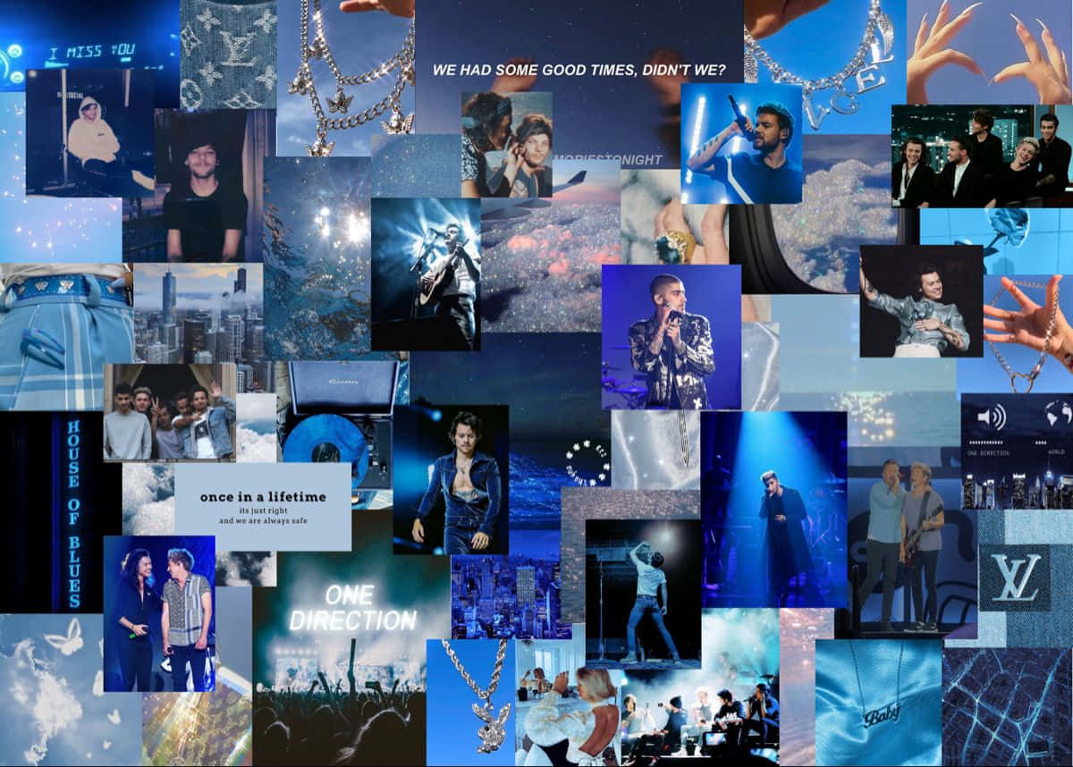 Collage Of Pictures Of People In Blue Background