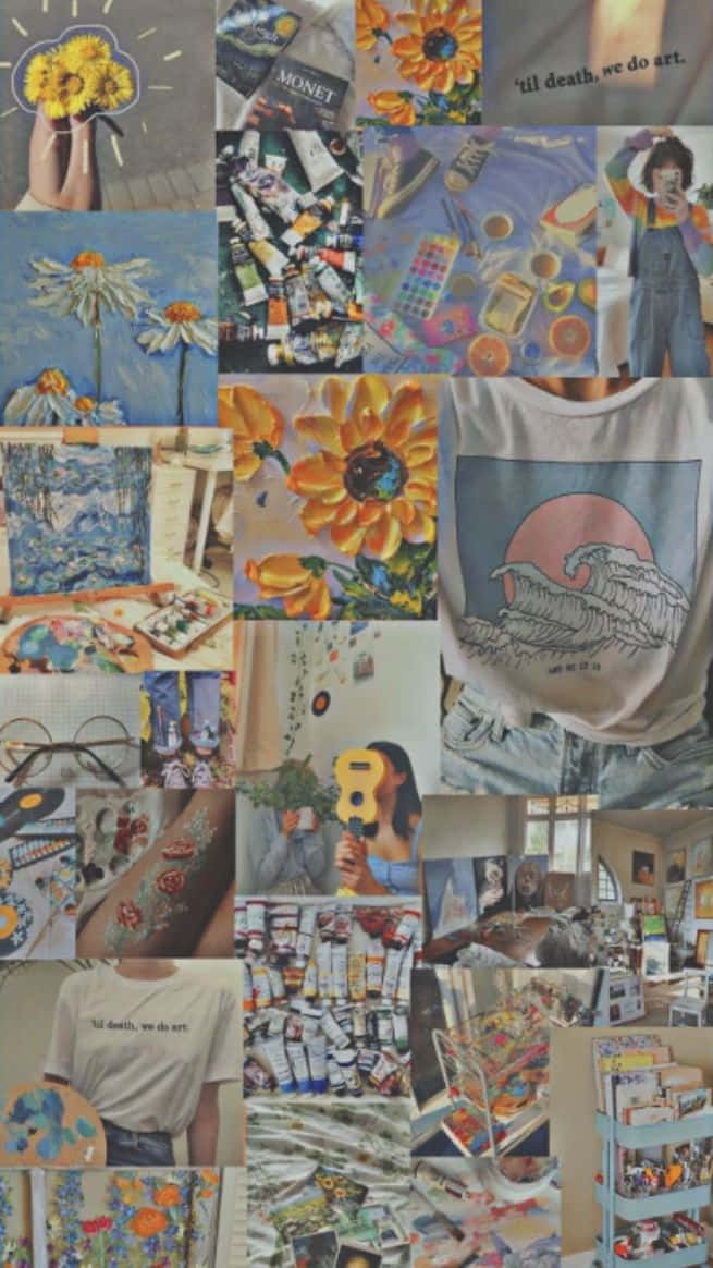 Collage Of Various Paintings And Pictures Background