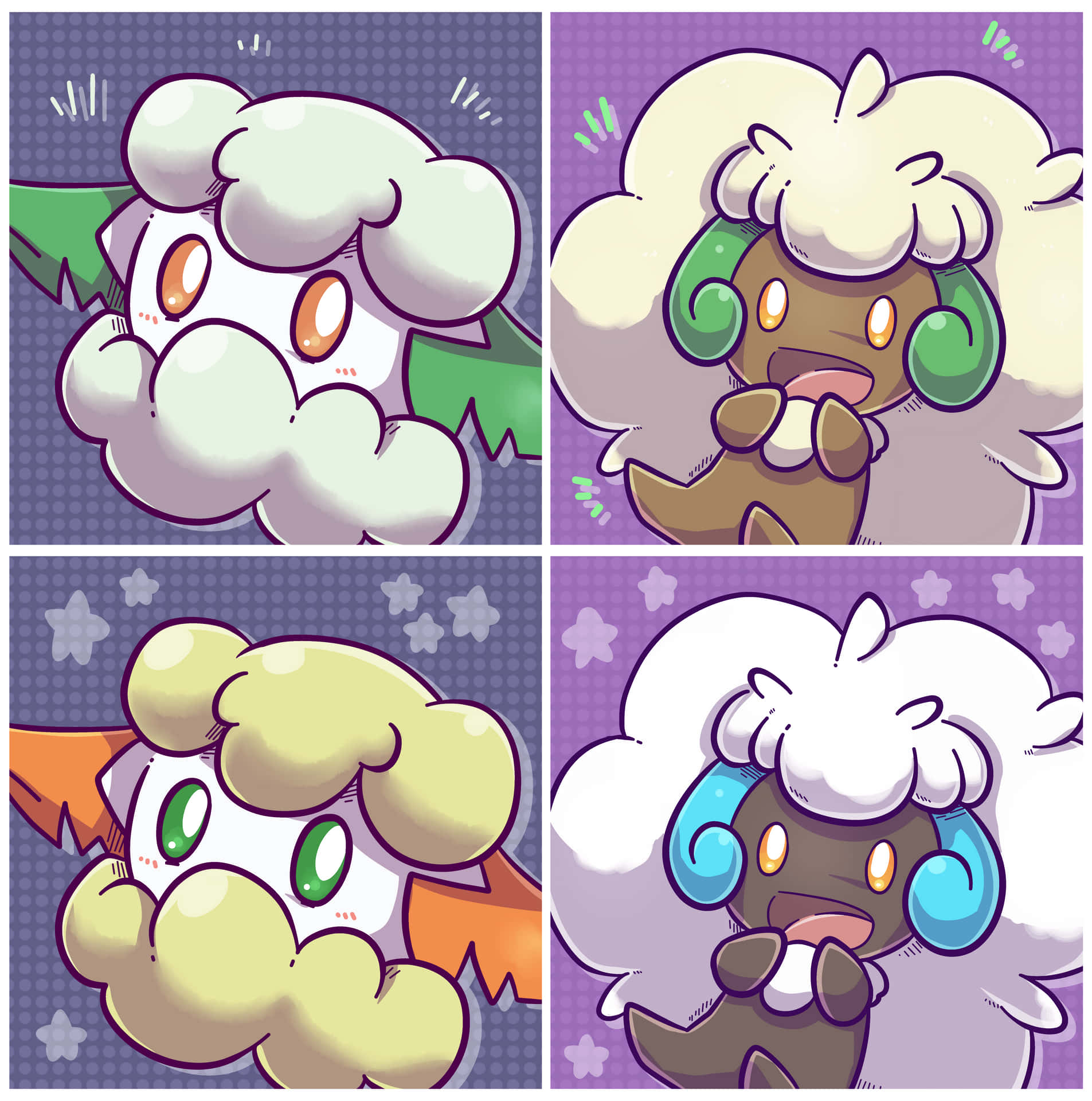 Collage Of Whimsicott And Cottonee Background