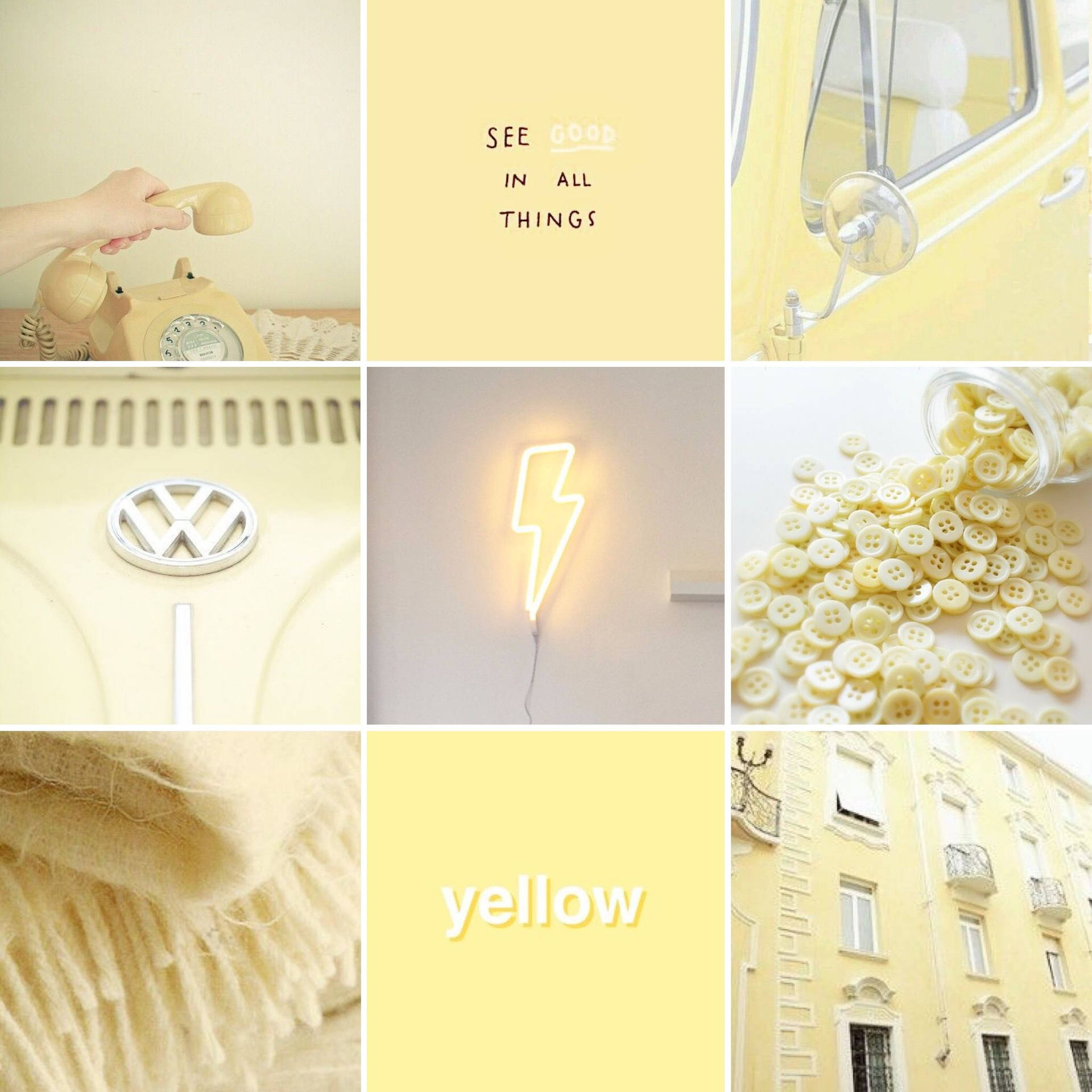 Collage Pastel Yellow Aesthetic Background