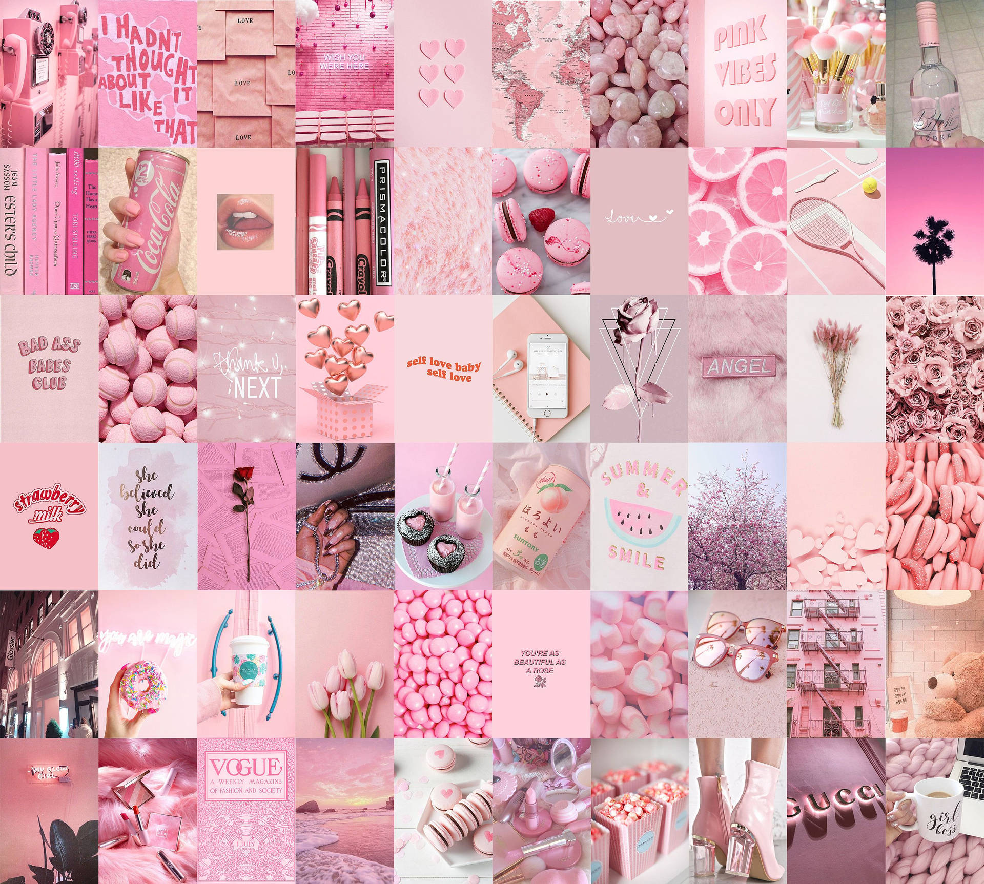 Collage Pink Pastel Aesthetic Tumblr Laptop Background
