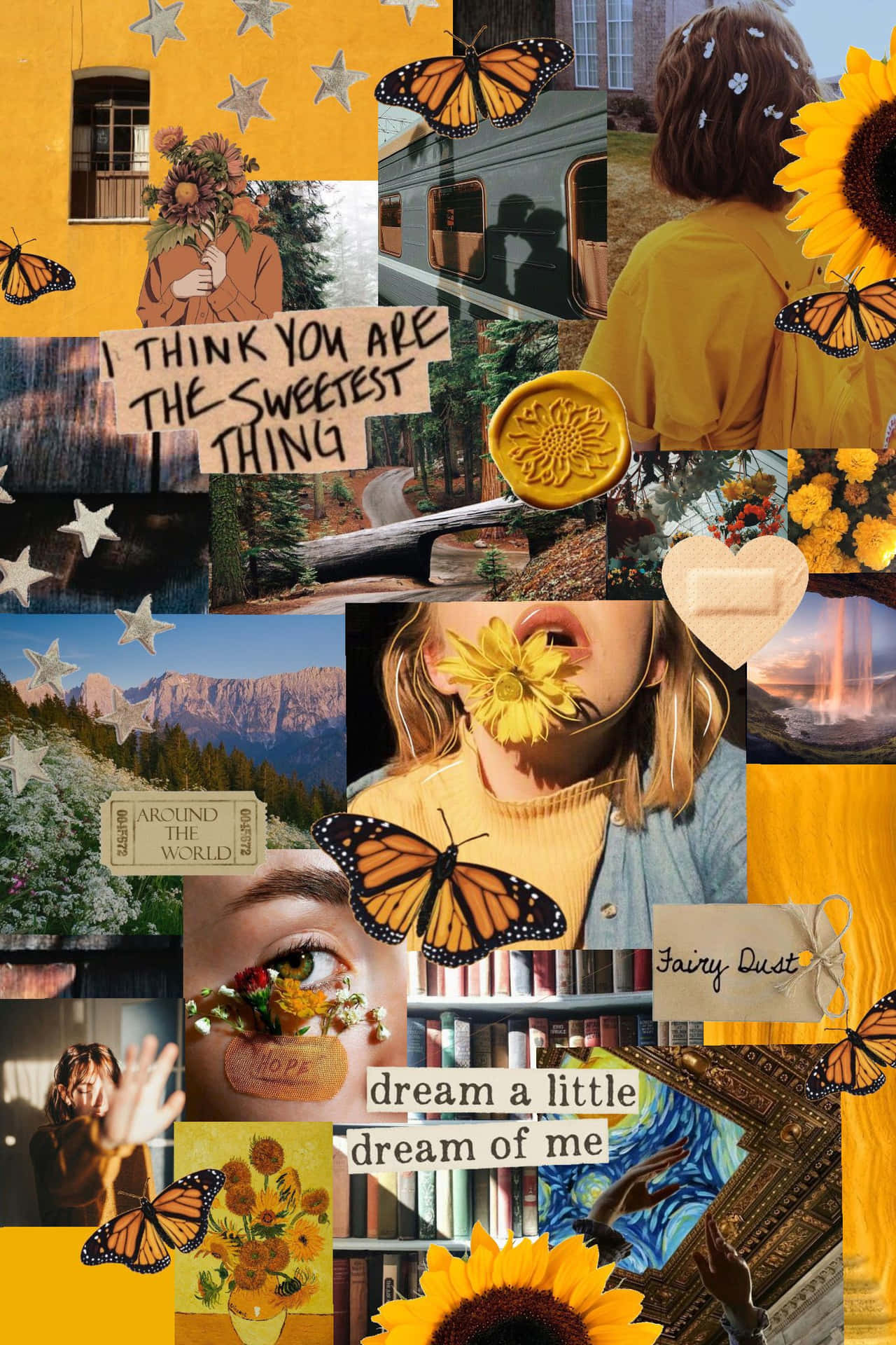 Collage Sunflower Yellow Tumblr Aesthetic Background