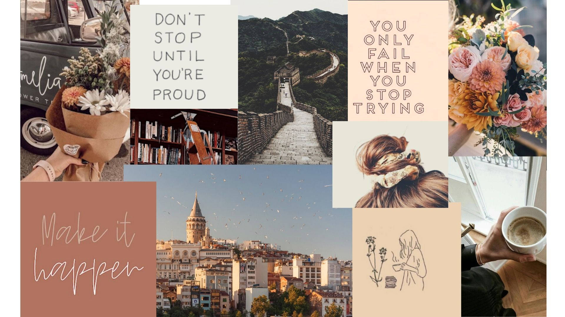 Collage With Quotes As Neutral Background Background