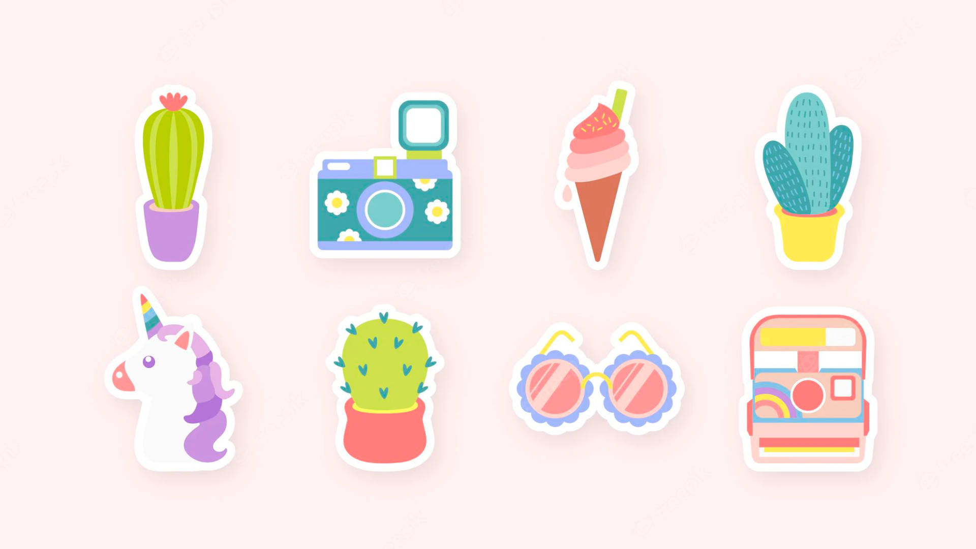 Collection Of Chic Aesthetic Stickers Background