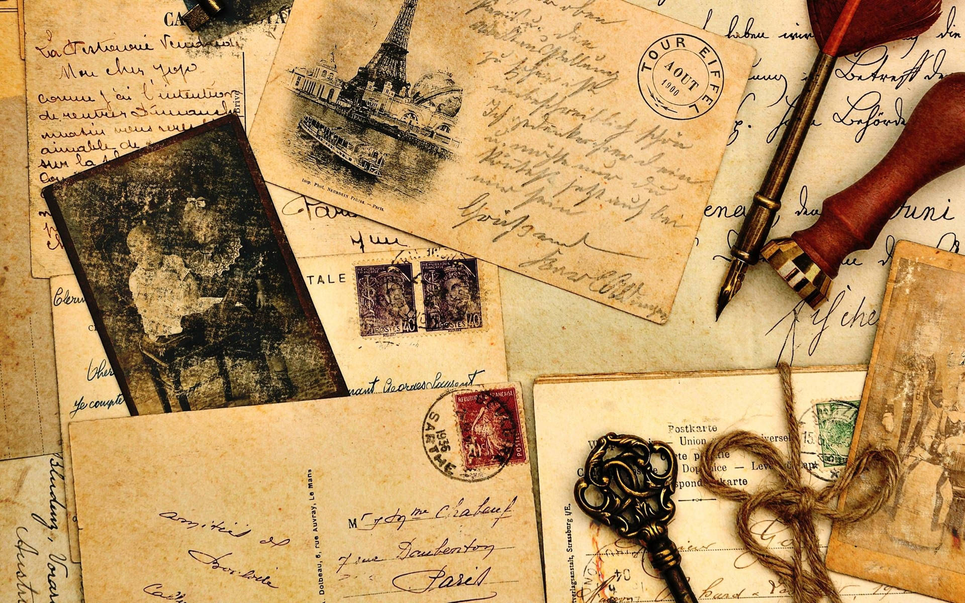 Collection Of Love Letters Vintage Aesthetic Laptop Background