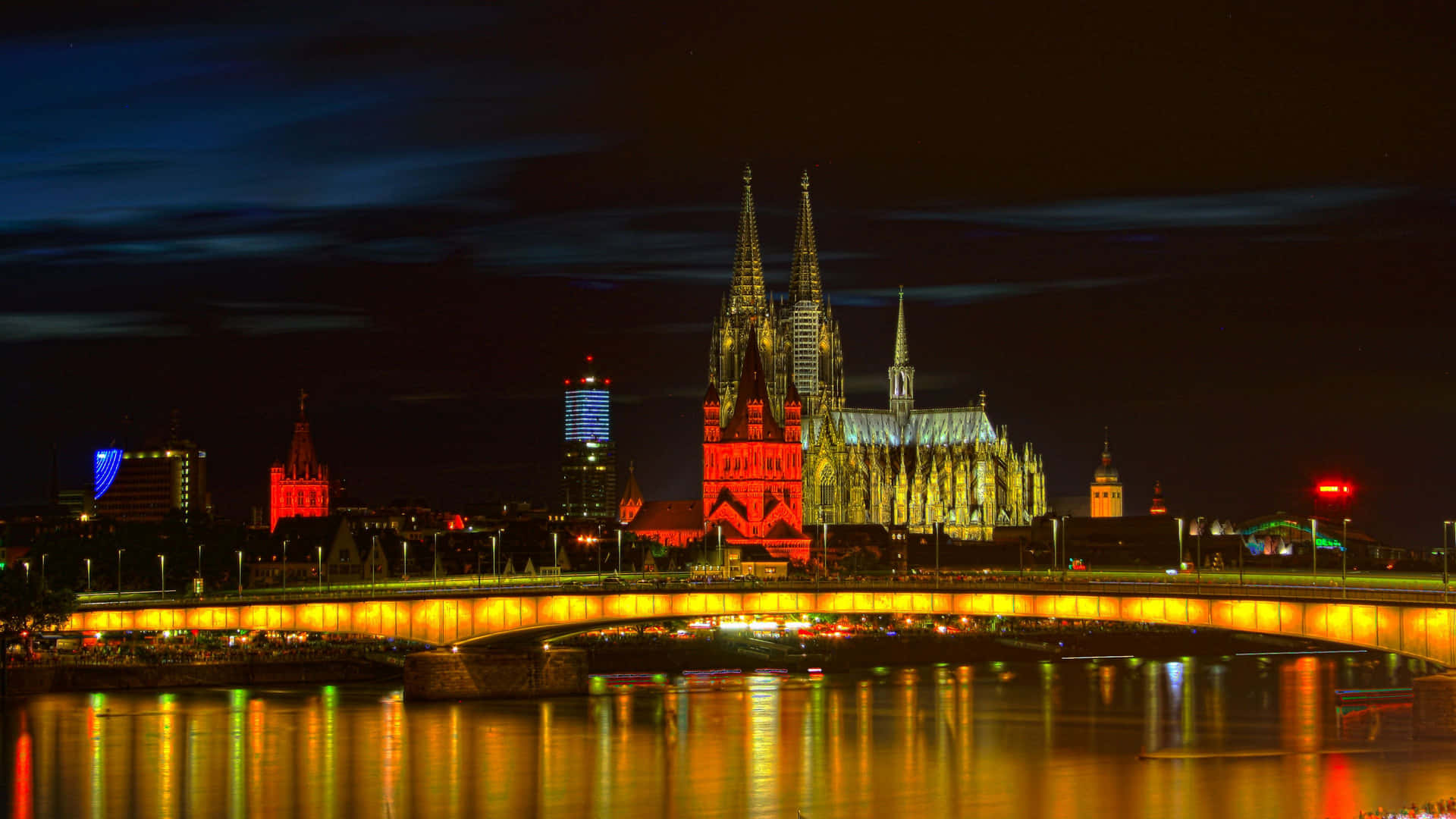 Cologne Cathedral And The River Rhine