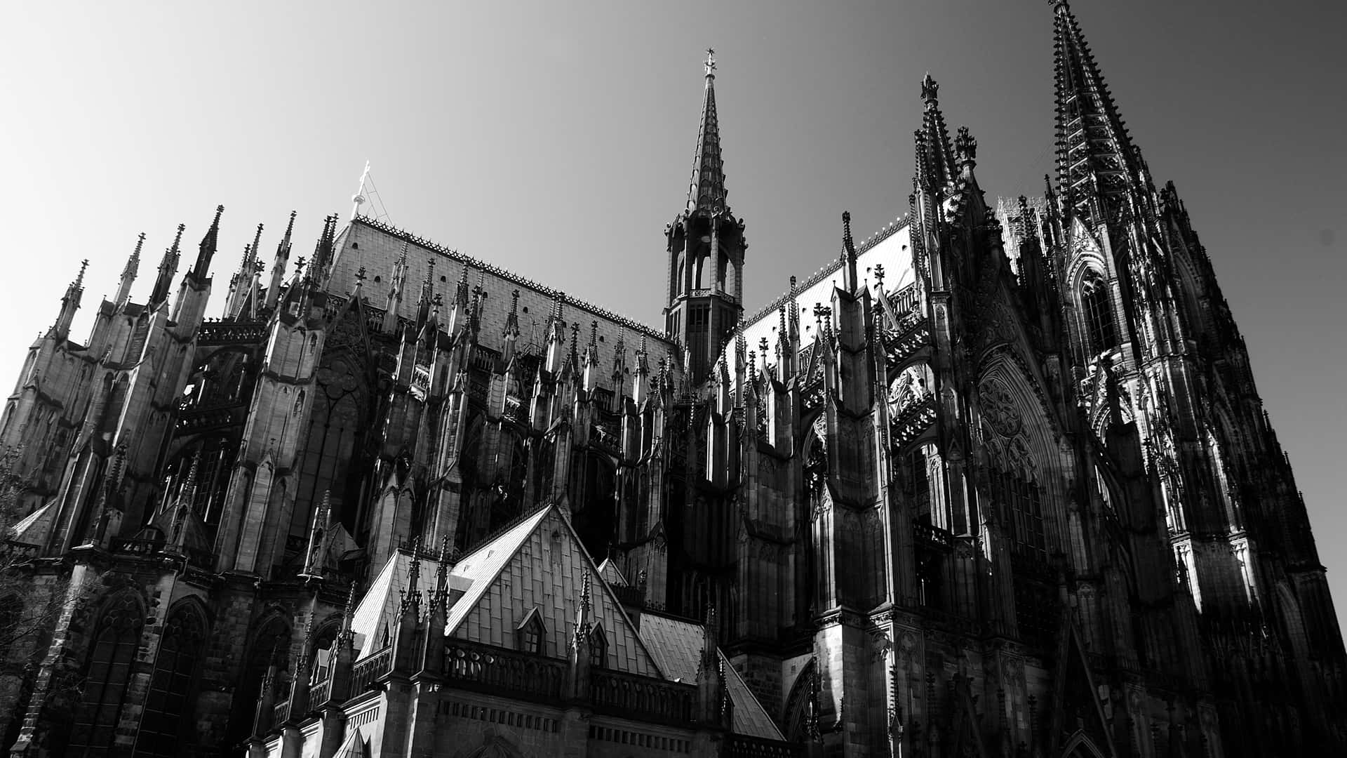 Cologne Cathedral Black And White Desktop