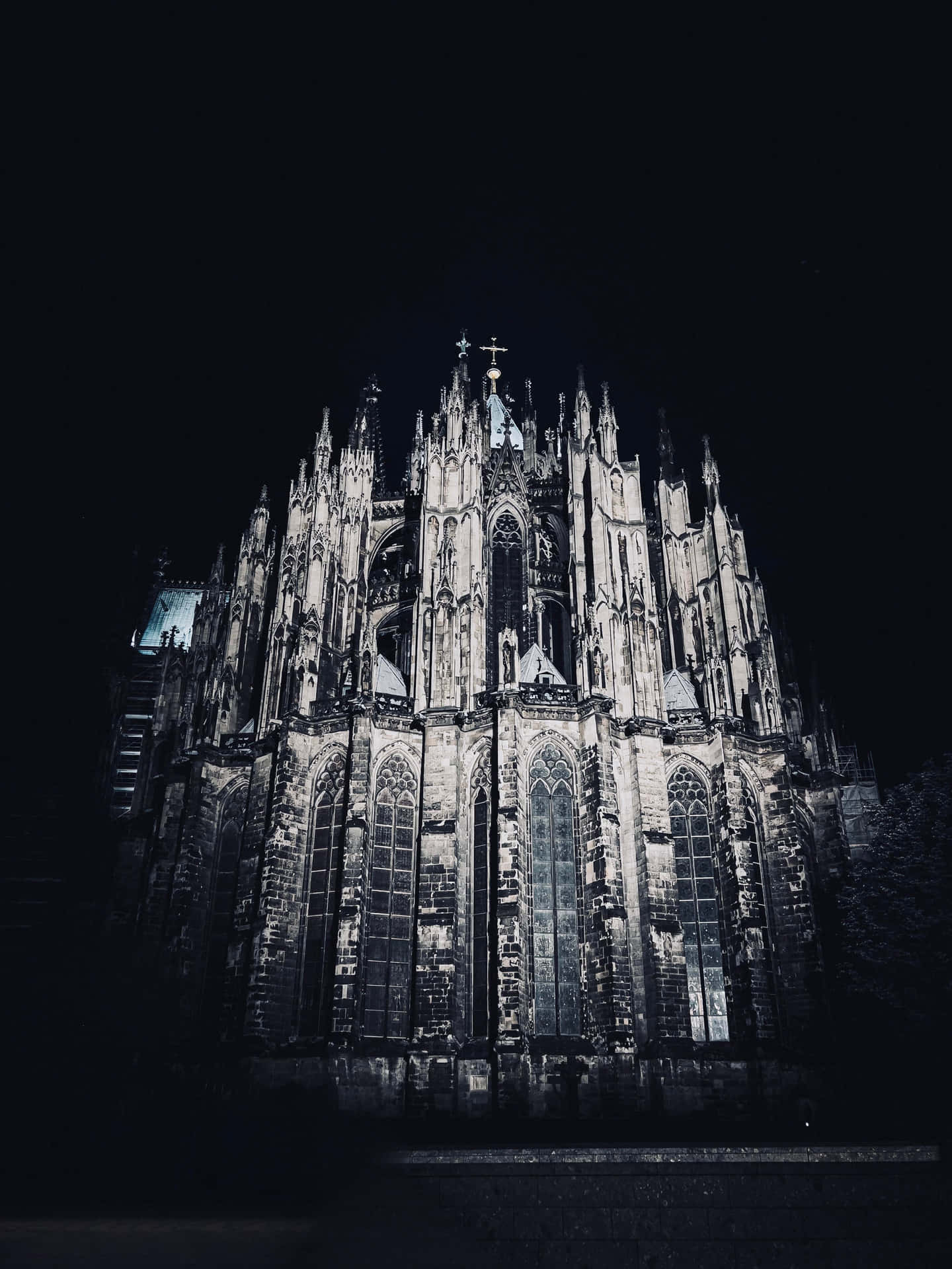 Cologne Cathedral Black And White Portrait Background