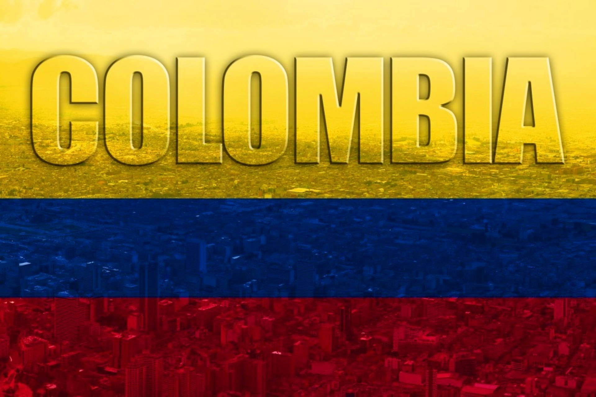 Colombia Flag-colored Cityscape Background