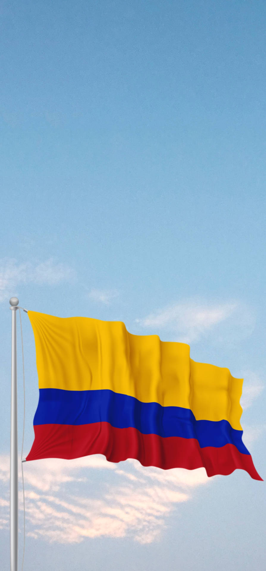 Colombia Flag In The Sky Background