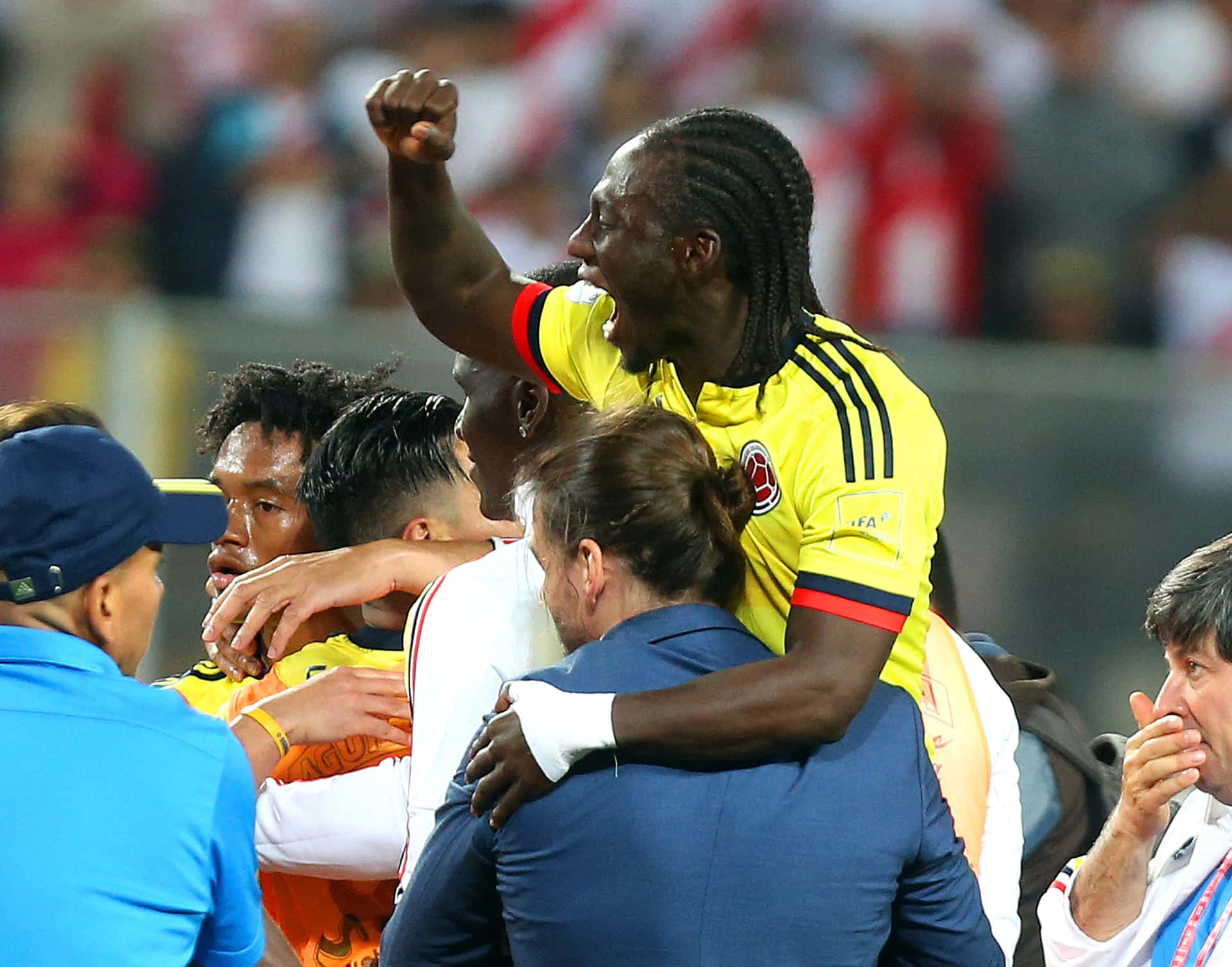 Colombian Soccer Team Celebration Background