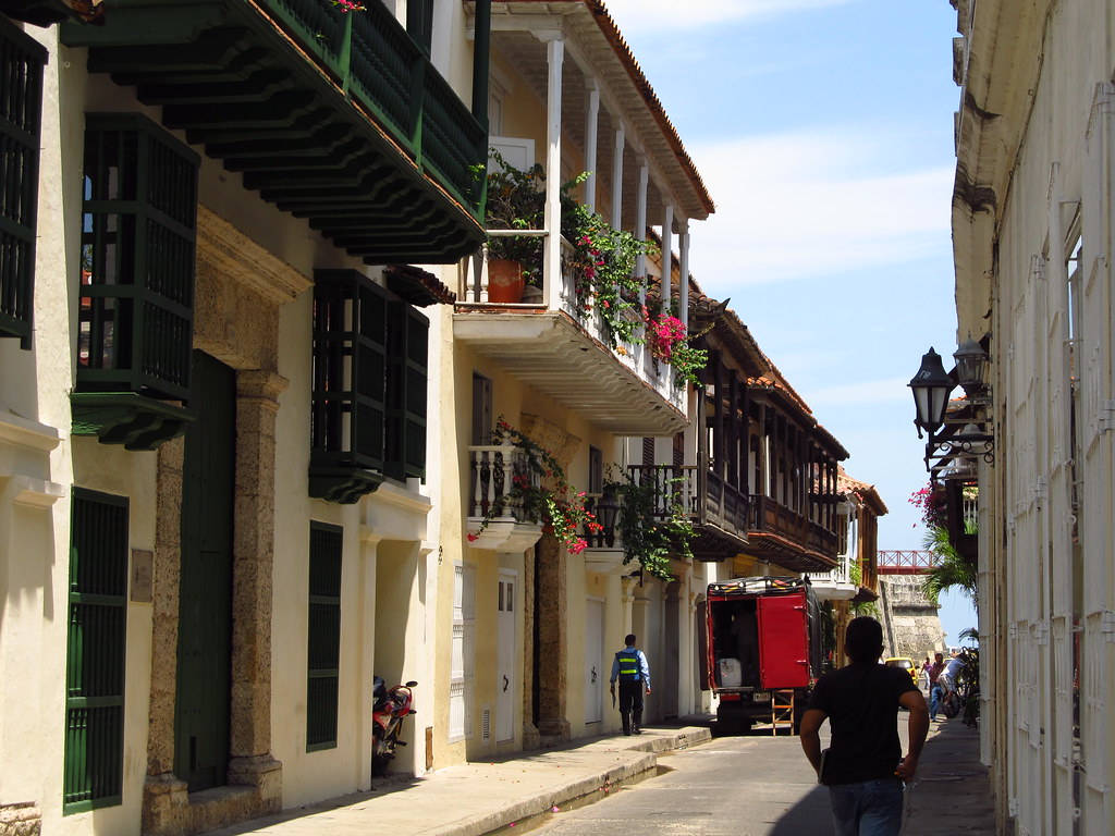 Colonial-era Street In Cartagena Background